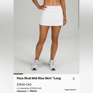 Lululemon pace rival tennis skirt *long